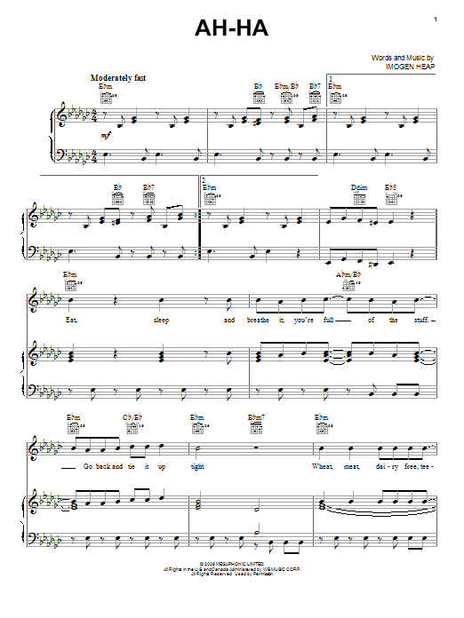 Pentatonix Ah-Ha Sheet Music Notes & Chords for Piano, Vocal & Guitar (Right-Hand Melody) - Download or Print PDF