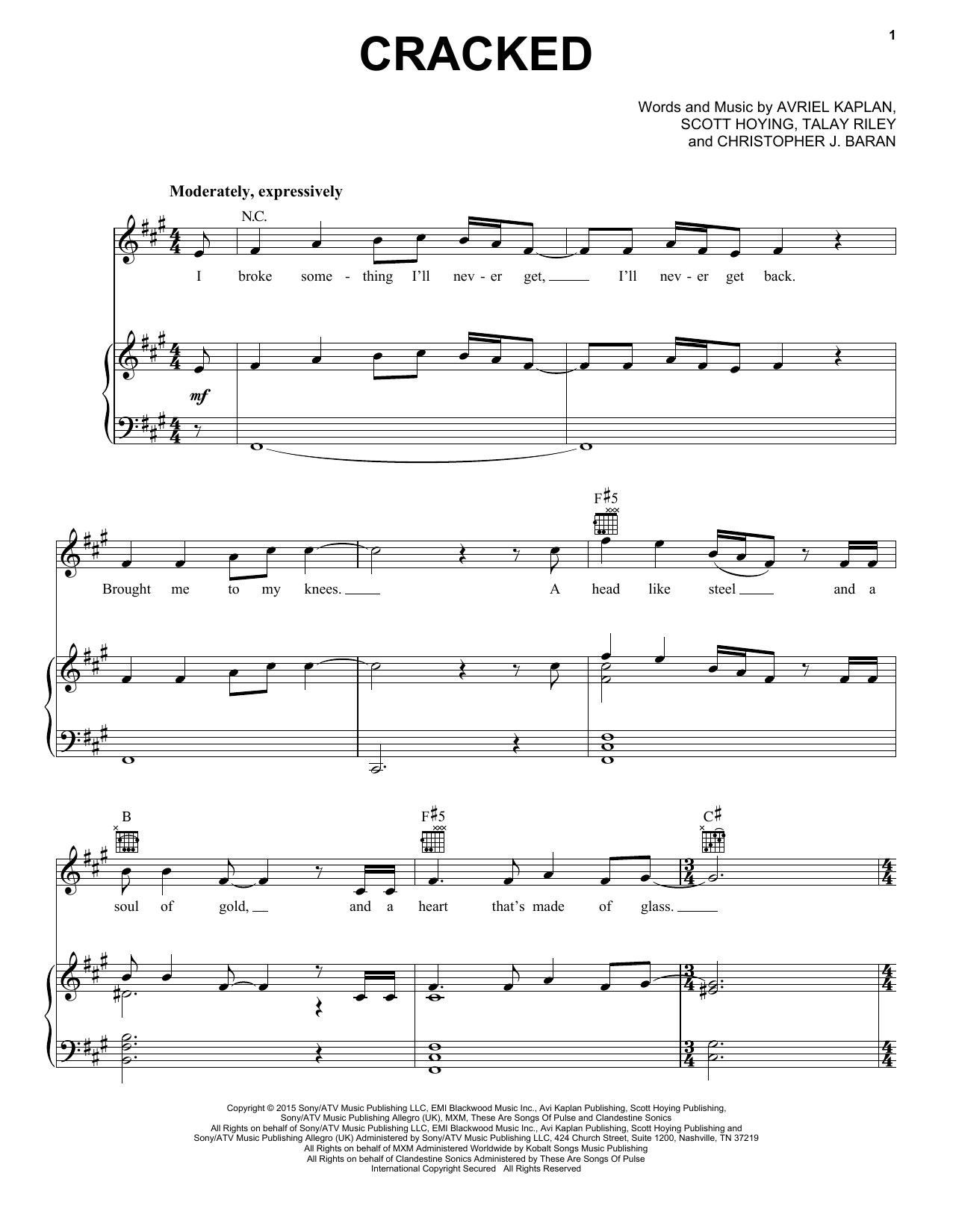 Pentatonix Cracked Sheet Music Notes & Chords for Piano, Vocal & Guitar (Right-Hand Melody) - Download or Print PDF