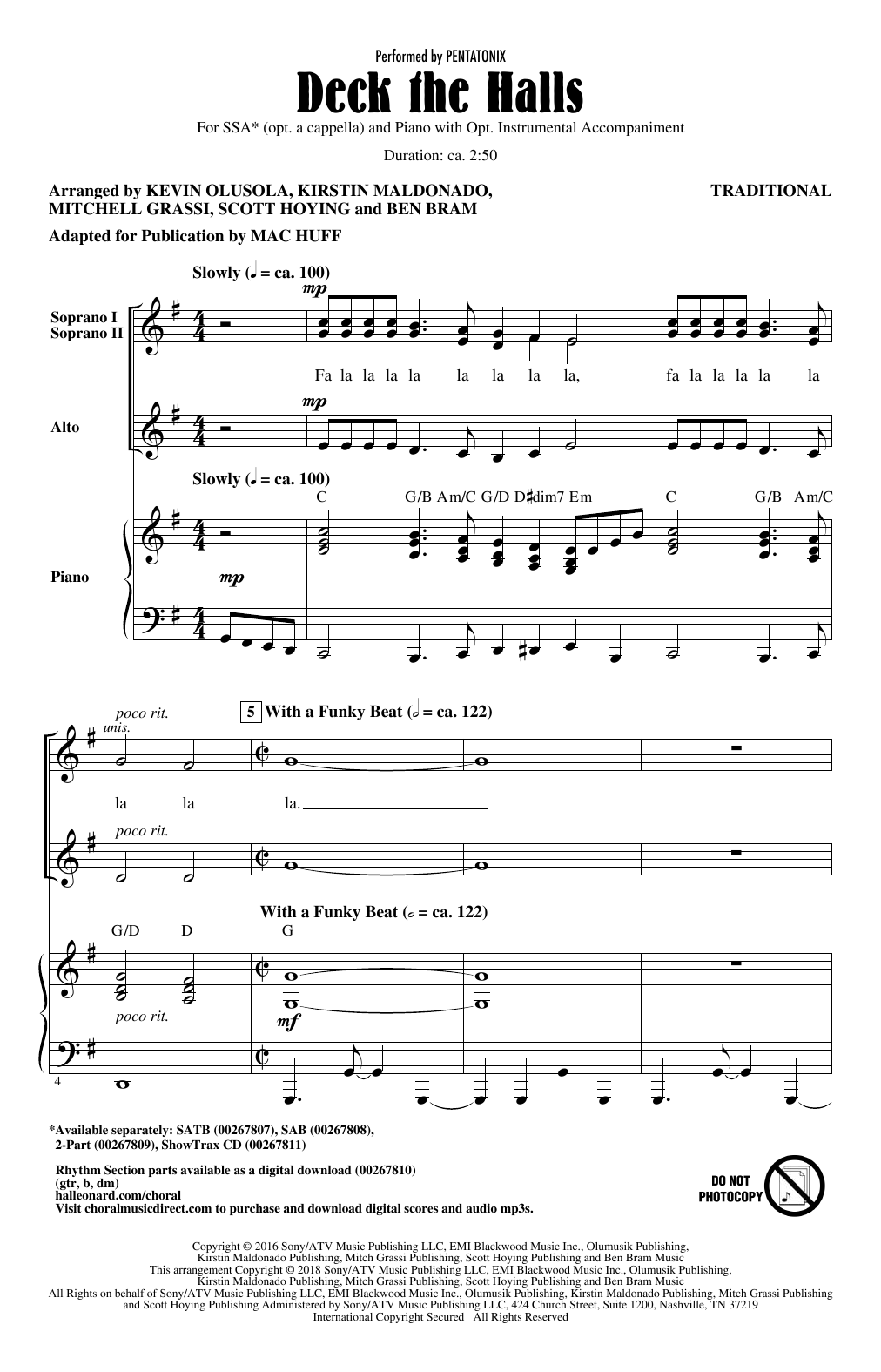 Pentatonix Deck The Halls (arr. Mac Huff) Sheet Music Notes & Chords for SATB - Download or Print PDF