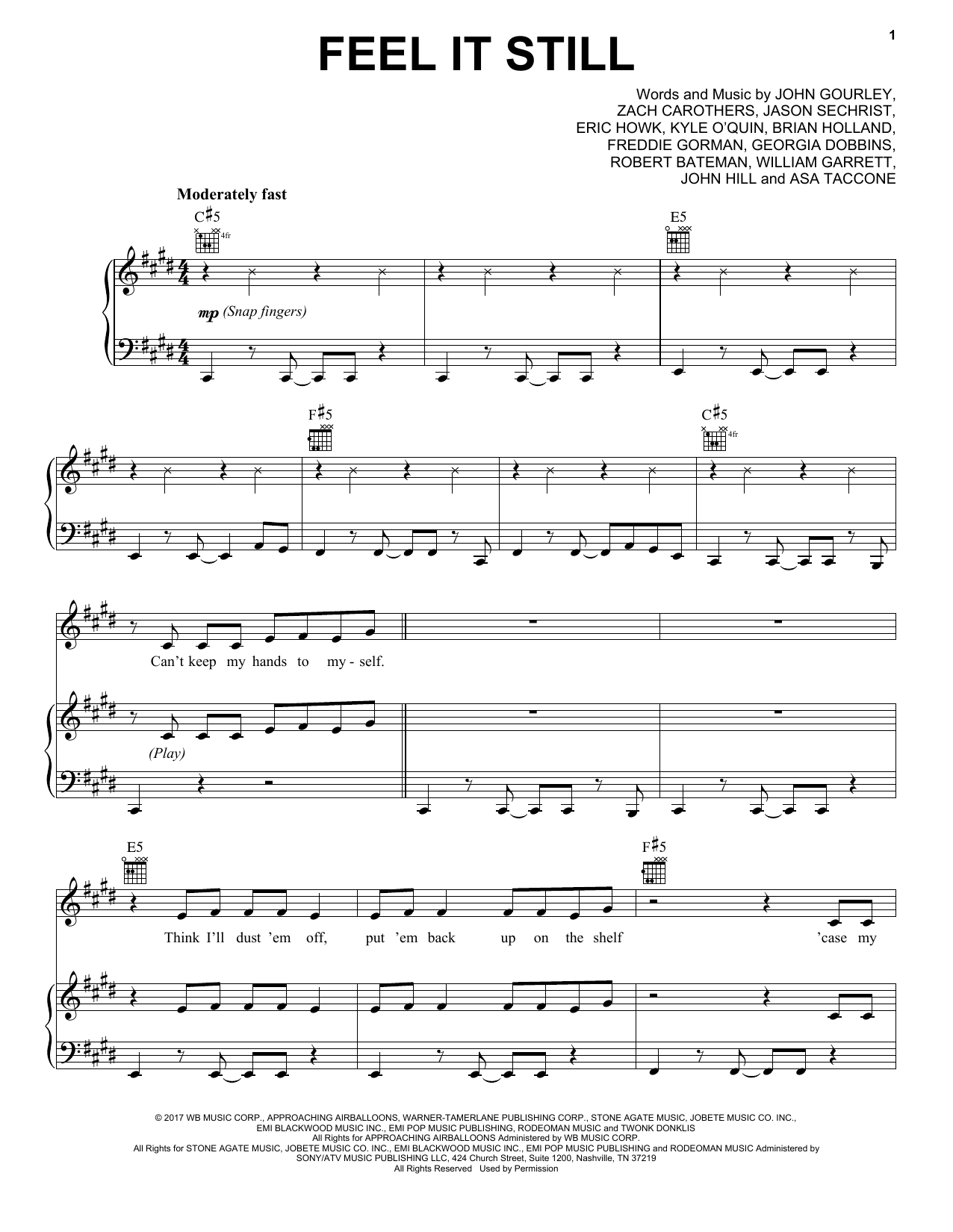 Pentatonix Feel It Still Sheet Music Notes & Chords for Piano, Vocal & Guitar (Right-Hand Melody) - Download or Print PDF