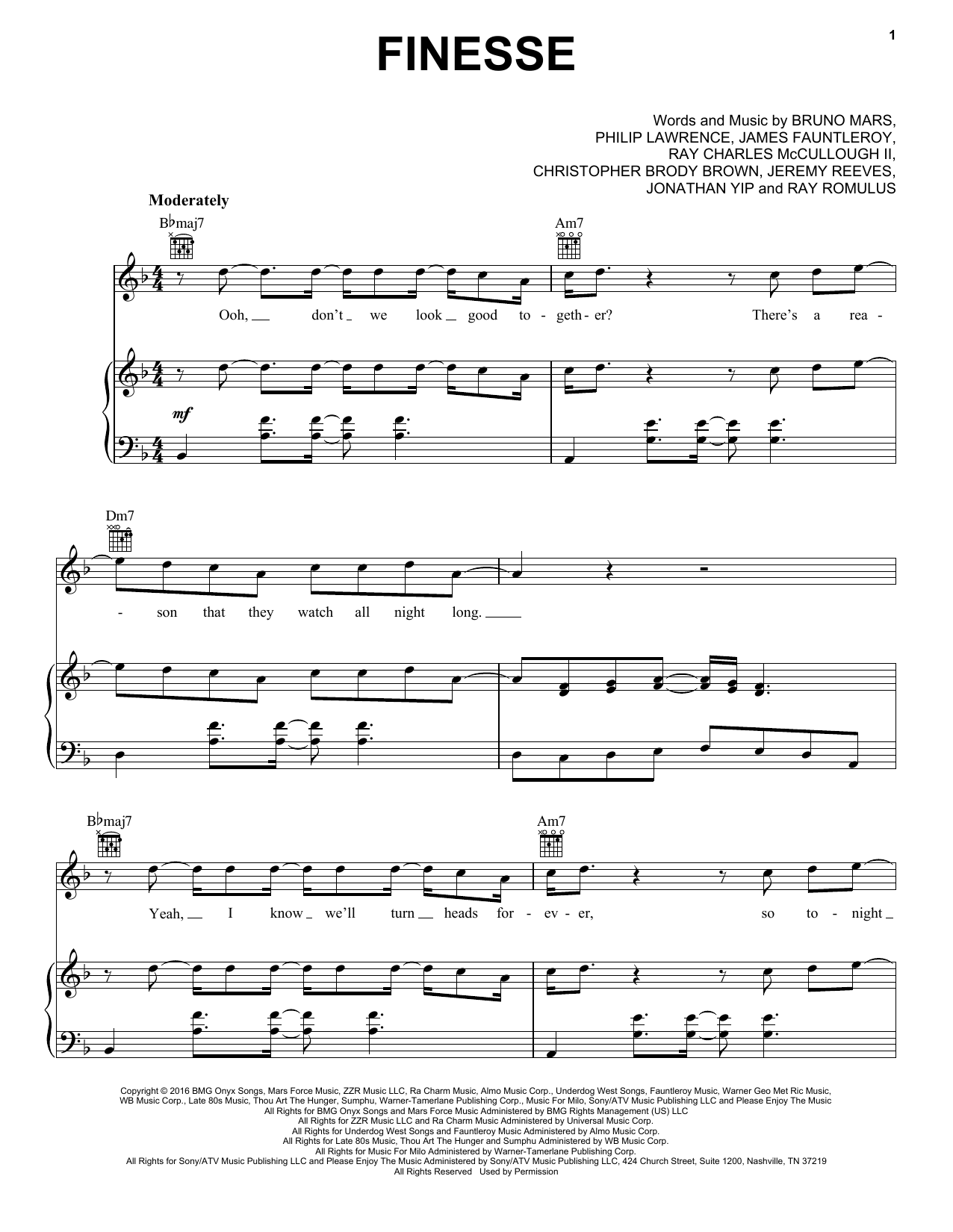 Pentatonix Finesse Sheet Music Notes & Chords for Piano, Vocal & Guitar (Right-Hand Melody) - Download or Print PDF