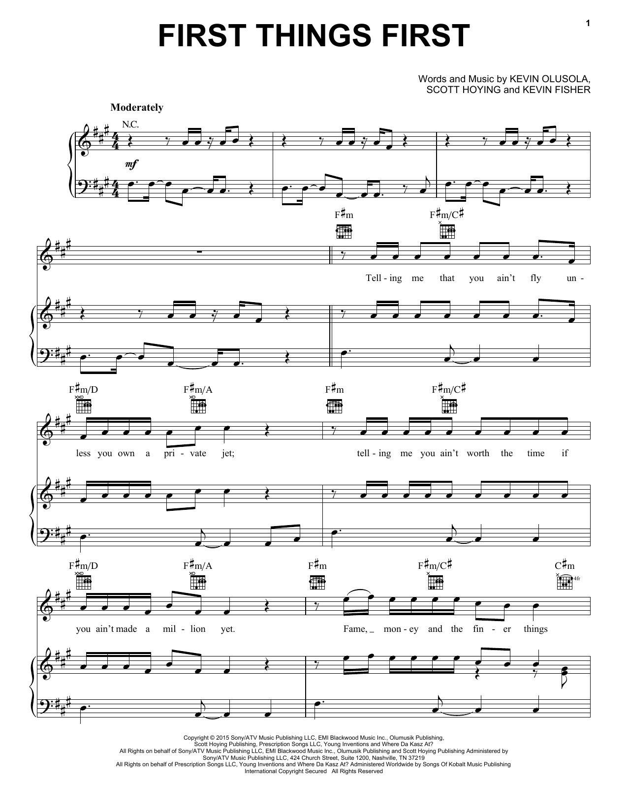 Pentatonix First Things First Sheet Music Notes & Chords for Piano, Vocal & Guitar (Right-Hand Melody) - Download or Print PDF