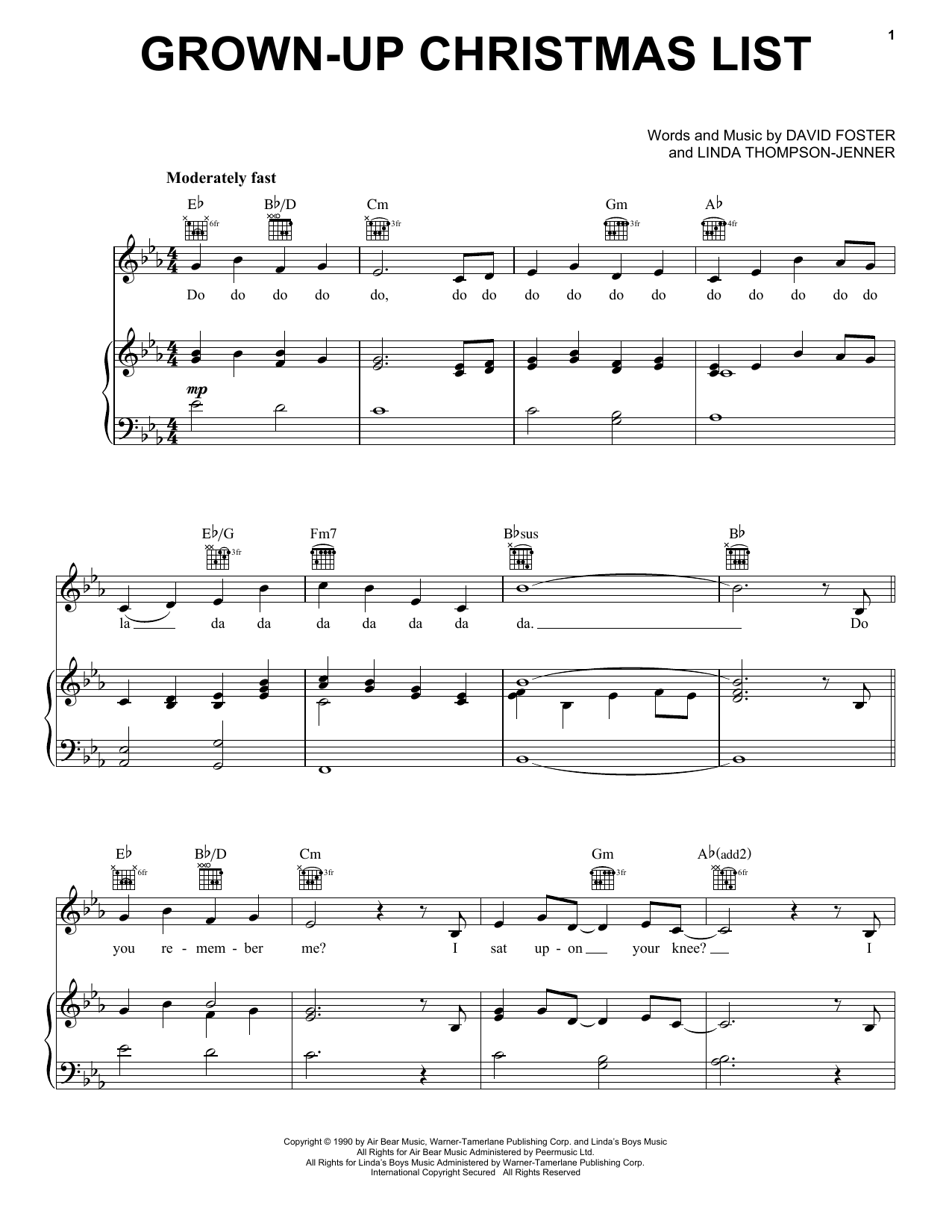 Pentatonix Grown-Up Christmas List Sheet Music Notes & Chords for Piano, Vocal & Guitar (Right-Hand Melody) - Download or Print PDF