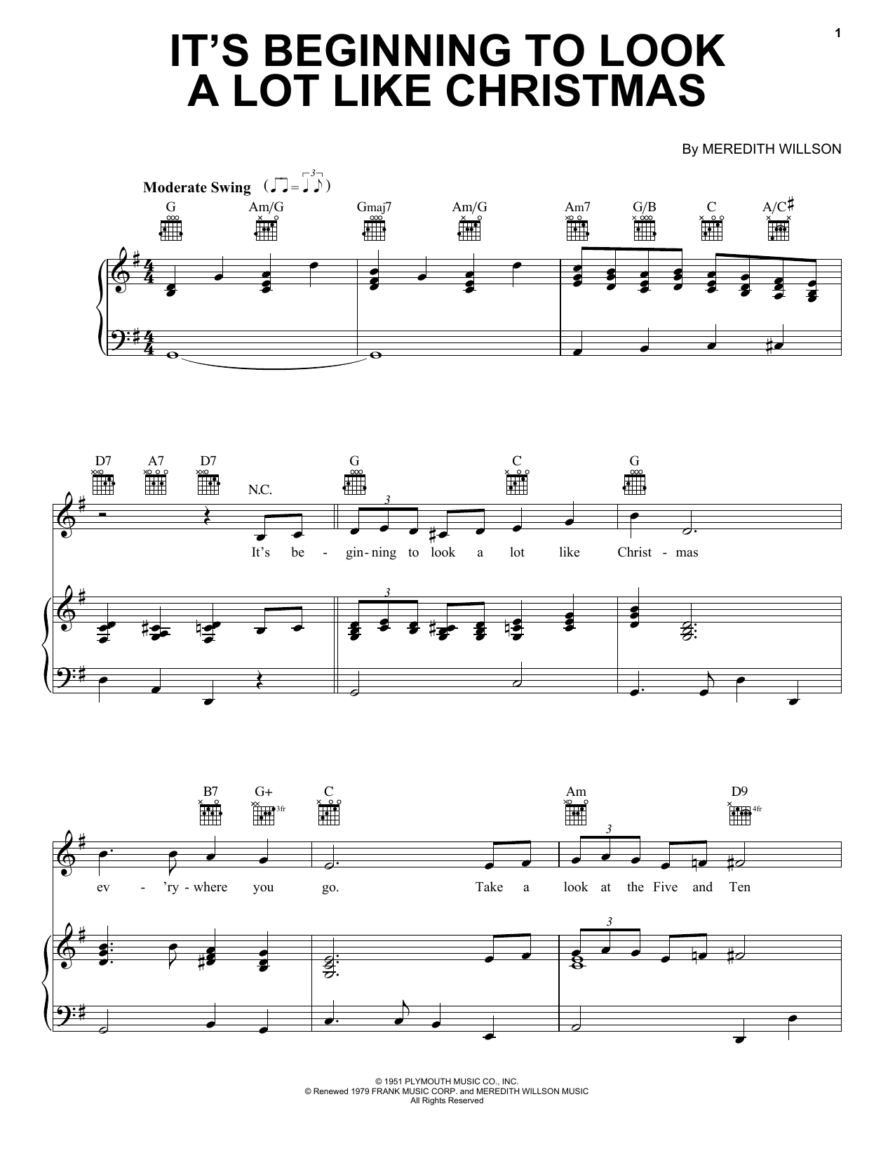 Pentatonix It's Beginning To Look Like Christmas Sheet Music Notes & Chords for Piano, Vocal & Guitar (Right-Hand Melody) - Download or Print PDF