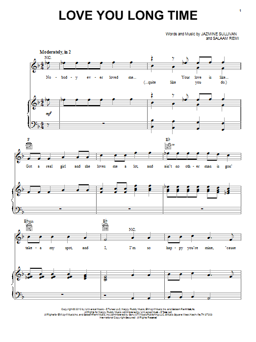 Pentatonix Love You Long Time Sheet Music Notes & Chords for Piano, Vocal & Guitar (Right-Hand Melody) - Download or Print PDF