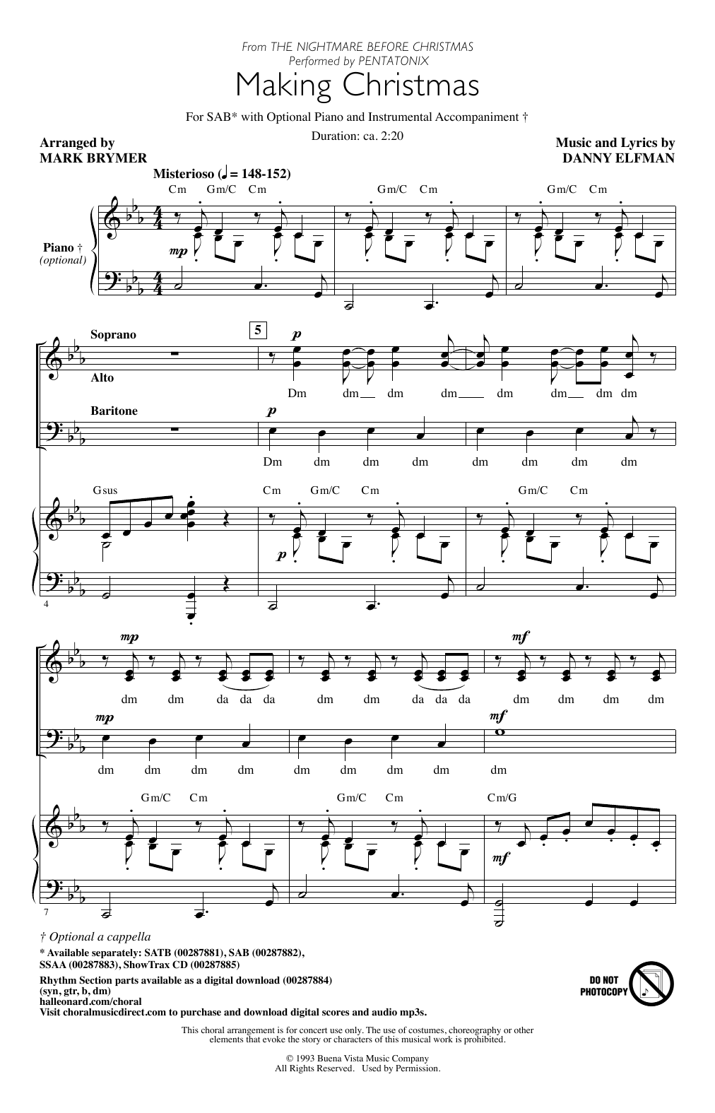 Pentatonix Making Christmas (from The Nightmare Before Christmas) (arr. Mark Brymer) Sheet Music Notes & Chords for SAB Choir - Download or Print PDF