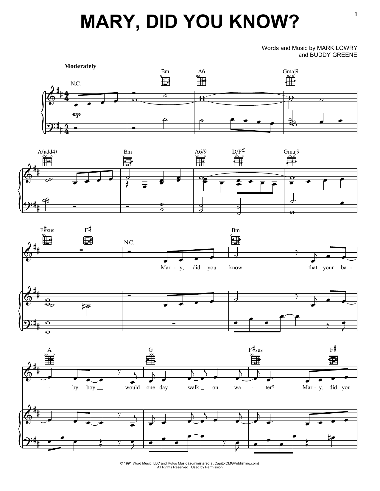 Pentatonix Mary, Did You Know? Sheet Music Notes & Chords for Piano, Vocal & Guitar (Right-Hand Melody) - Download or Print PDF