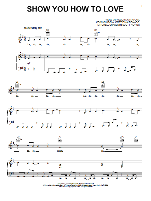 Pentatonix Show You How To Love Sheet Music Notes & Chords for Piano, Vocal & Guitar (Right-Hand Melody) - Download or Print PDF