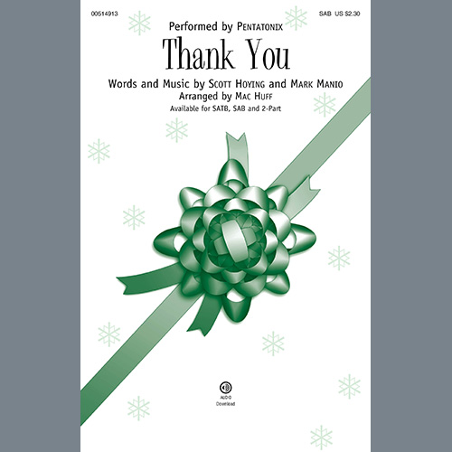 Pentatonix, Thank You (arr. Mac Huff), SATB Choir