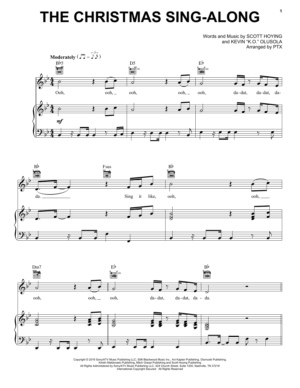 Pentatonix The Christmas Sing-Along Sheet Music Notes & Chords for Piano, Vocal & Guitar (Right-Hand Melody) - Download or Print PDF