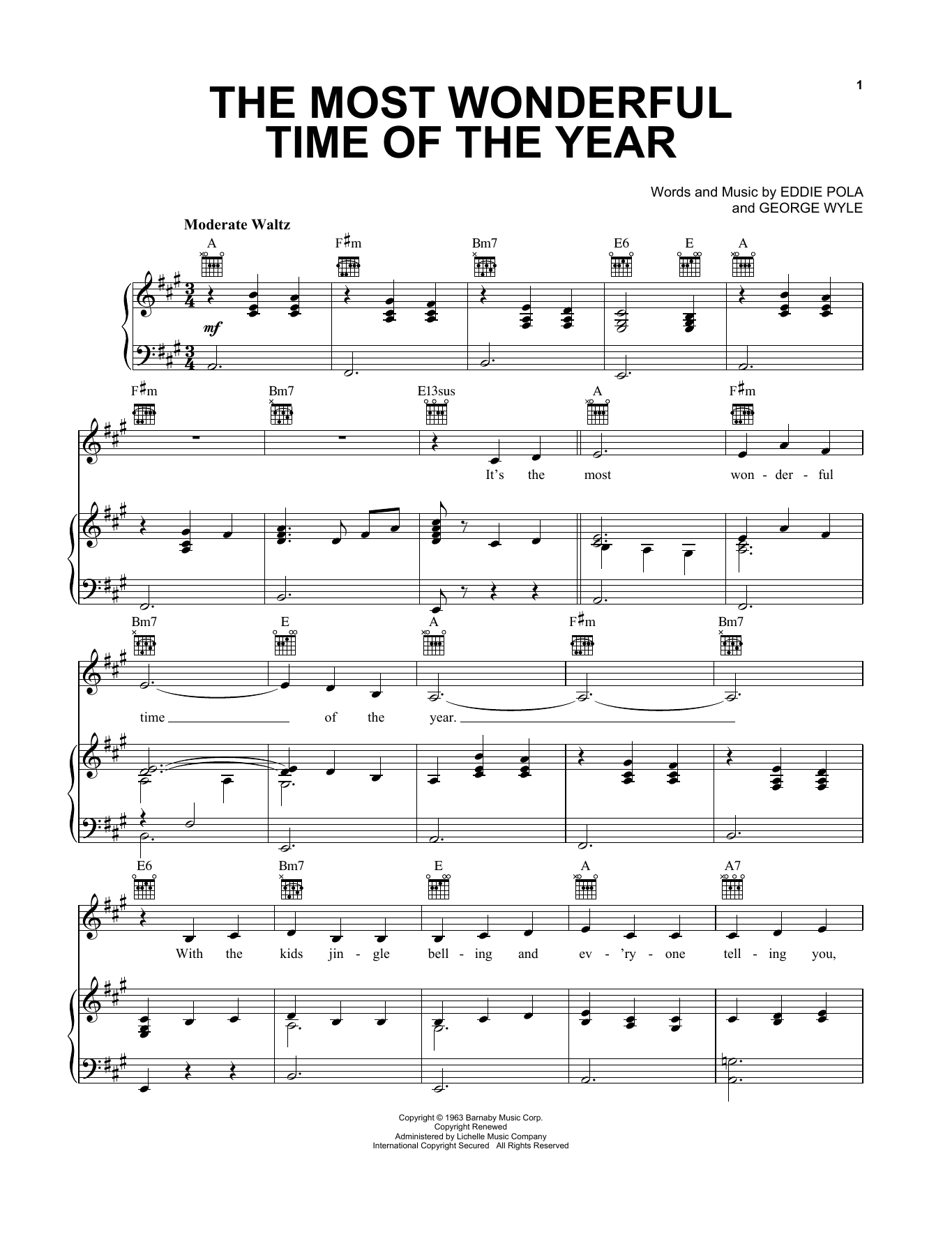 Pentatonix The Most Wonderful Time Of The Year Sheet Music Notes & Chords for Piano, Vocal & Guitar (Right-Hand Melody) - Download or Print PDF