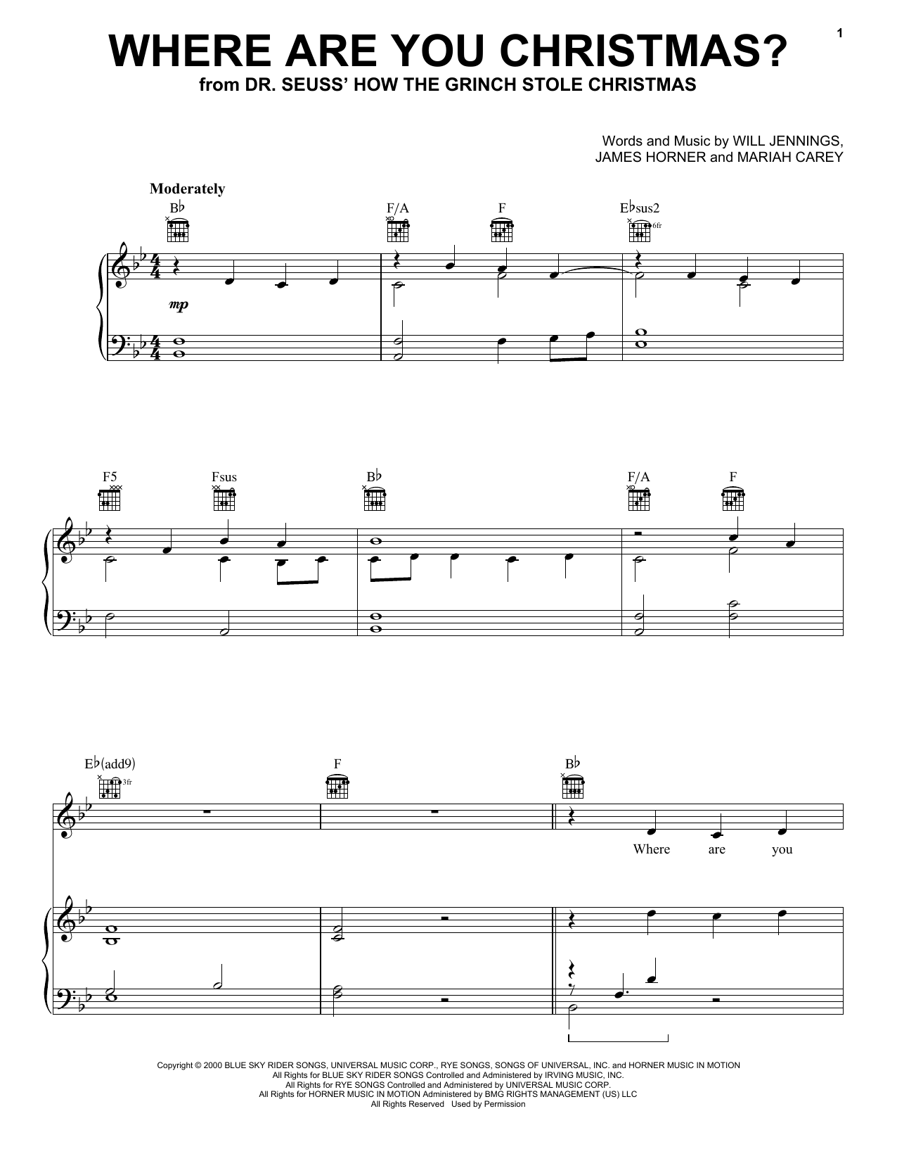 Pentatonix Where Are You Christmas? (from How the Grinch Stole Christmas) Sheet Music Notes & Chords for Piano, Vocal & Guitar (Right-Hand Melody) - Download or Print PDF
