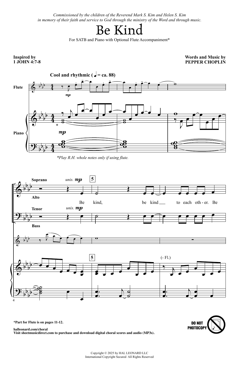 Pepper Choplin Be Kind Sheet Music Notes & Chords for SATB Choir - Download or Print PDF Pepper Choplin Be Kind Sheet Music Notes & Chords for SATB Choir - Download or Print PDF