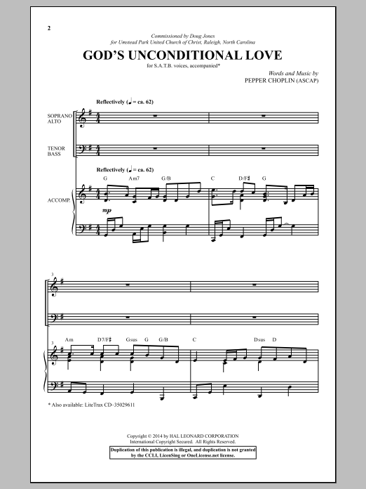 Pepper Choplin God's Unconditional Love Sheet Music Notes & Chords for SATB - Download or Print PDF