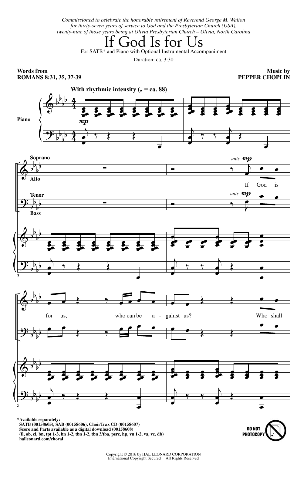 Pepper Choplin If God Is For Us Sheet Music Notes & Chords for SATB - Download or Print PDF