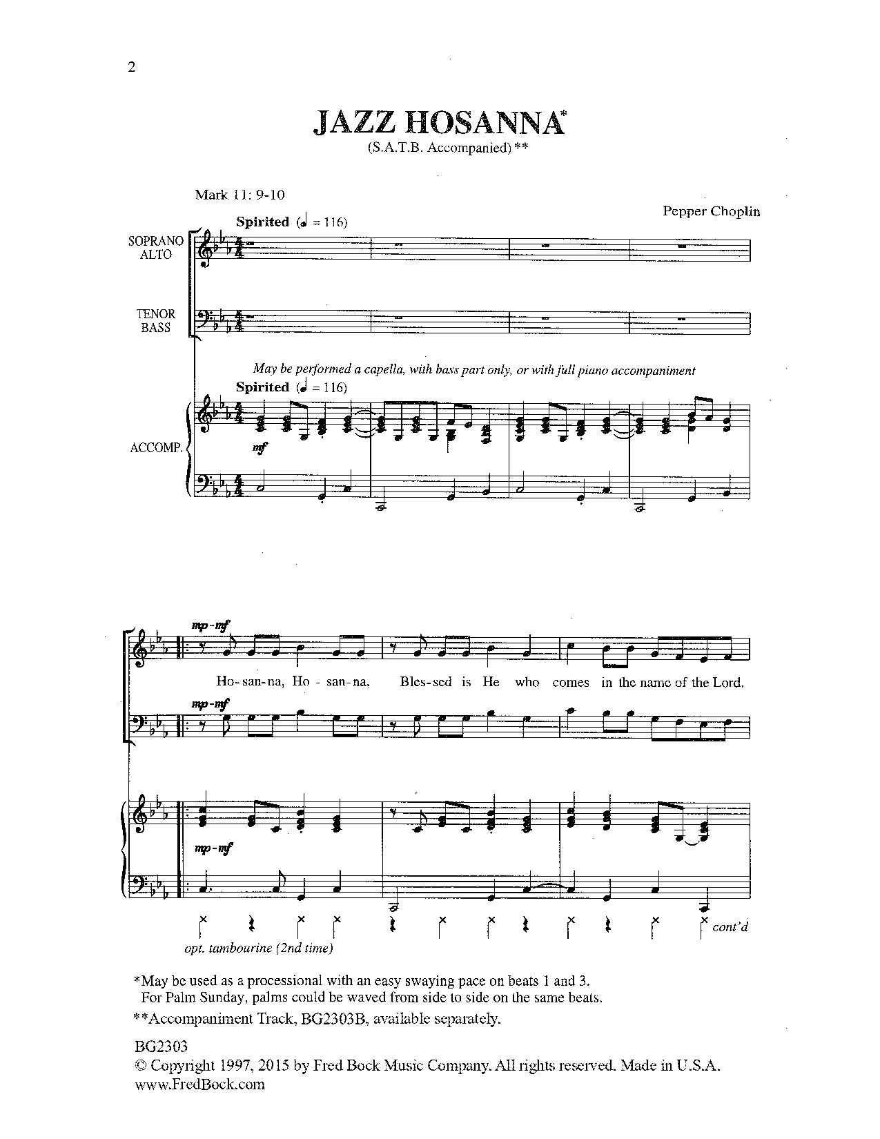 Pepper Choplin Jazz Hosanna Sheet Music Notes & Chords for Choral - Download or Print PDF