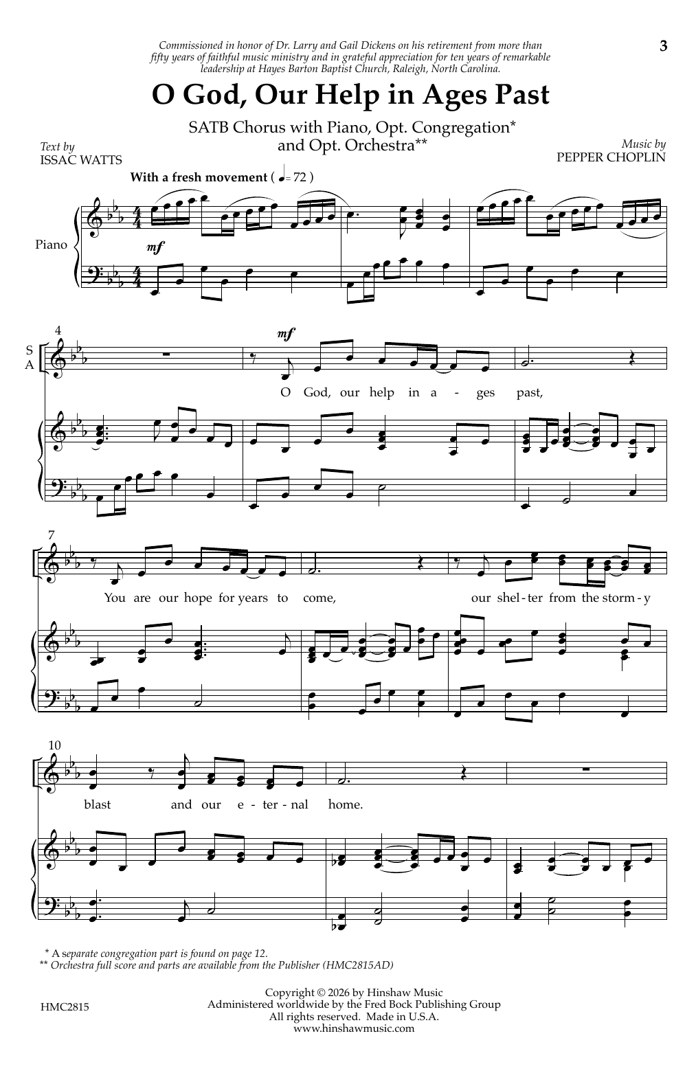 Pepper Choplin O God Our Help in Ages Past Sheet Music Notes & Chords for SATB Choir - Download or Print PDF