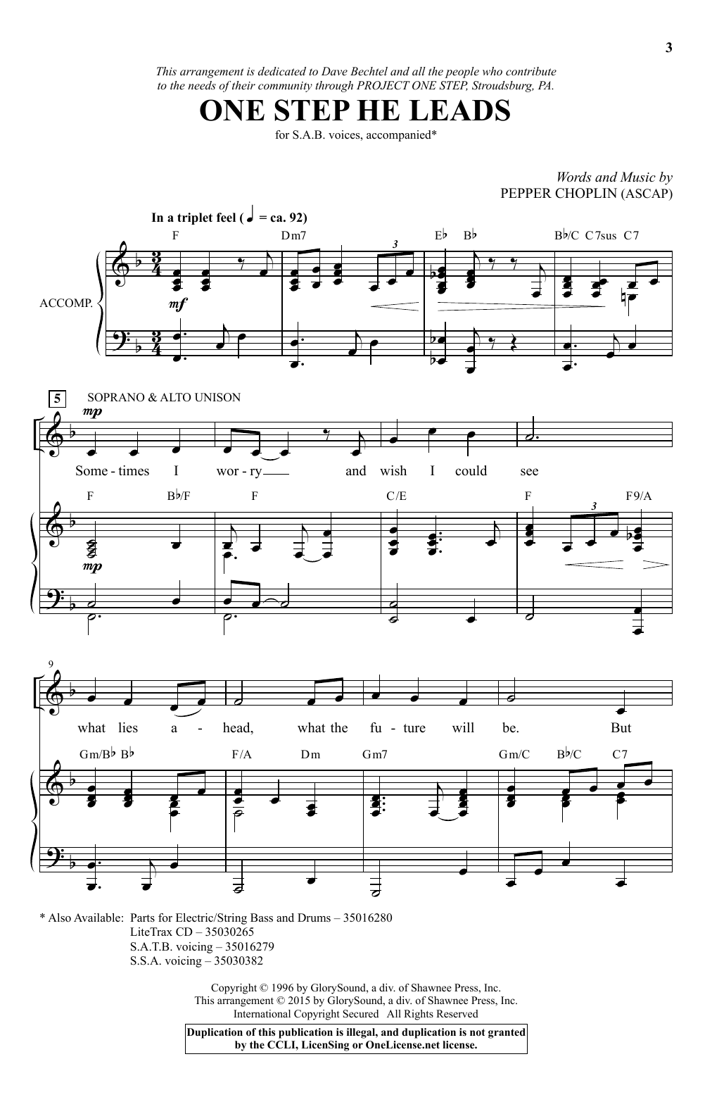 Pepper Choplin One Step He Leads Sheet Music Notes & Chords for TTBB Choir - Download or Print PDF