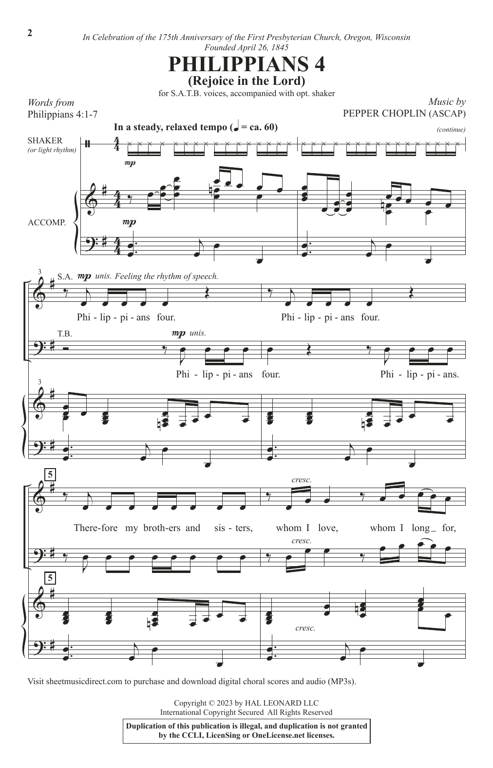 Pepper Choplin Philippians 4 (Rejoice In The Lord) Sheet Music Notes & Chords for SATB Choir - Download or Print PDF