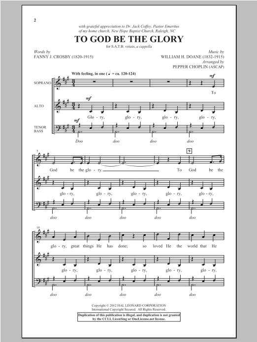 Pepper Choplin To God Be The Glory Sheet Music Notes & Chords for SATB - Download or Print PDF