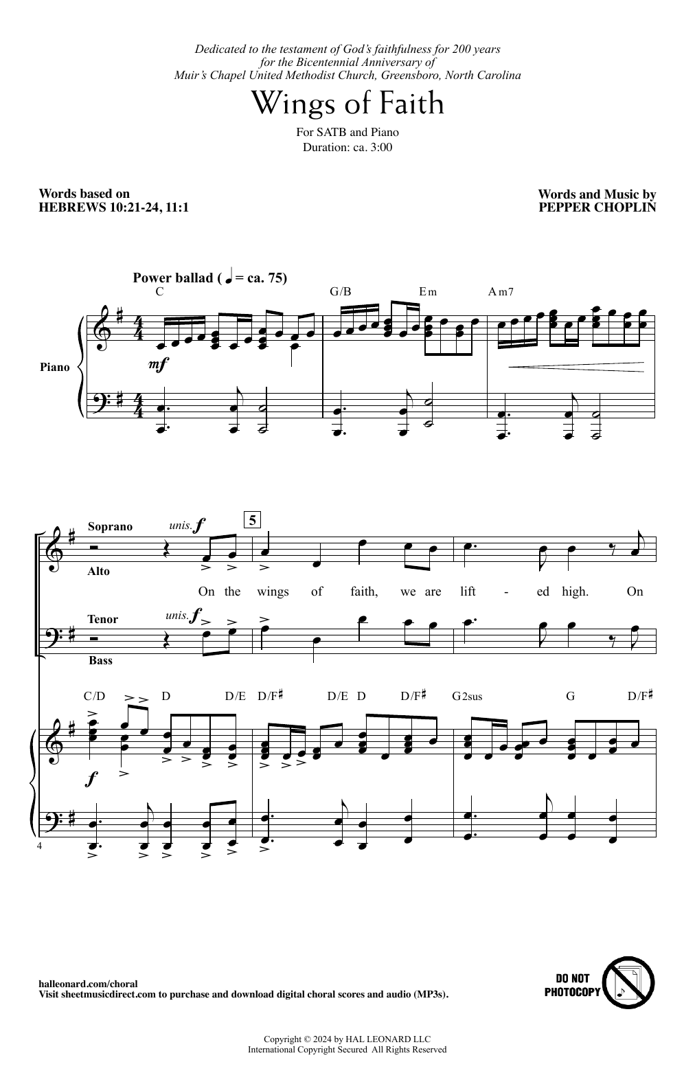 Pepper Choplin Wings Of Faith Sheet Music Notes & Chords for SATB Choir - Download or Print PDF