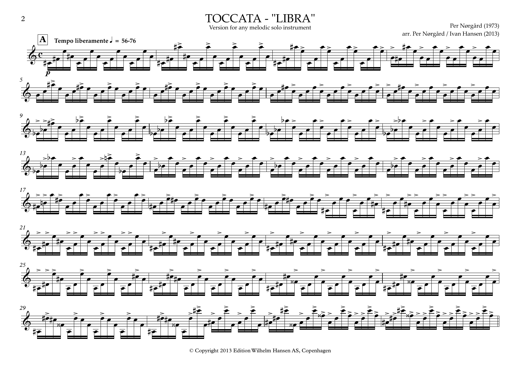 Per Norgard Toccata - Libra Sheet Music Notes & Chords for Instrumental Solo - Download or Print PDF