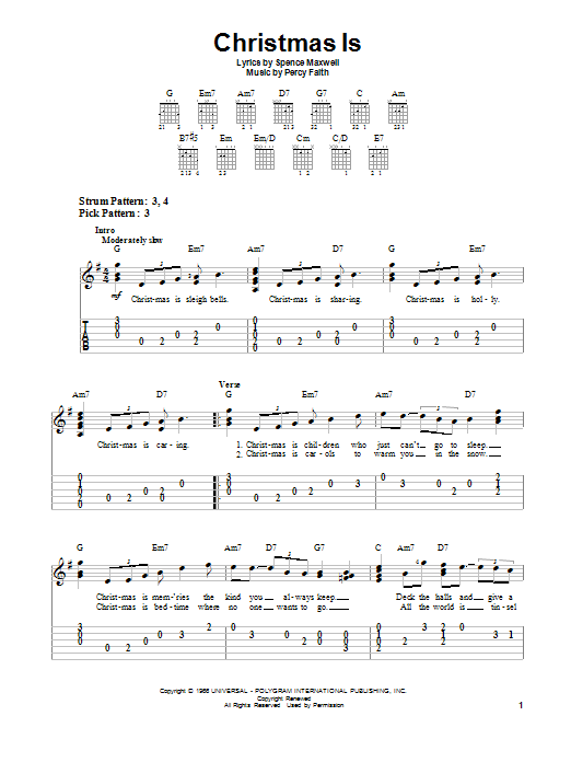 Percy Faith Christmas Is Sheet Music Notes & Chords for Tenor Saxophone - Download or Print PDF