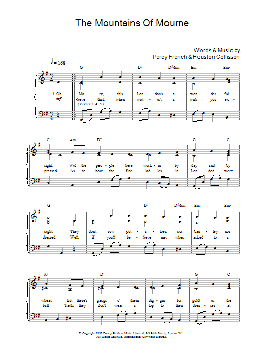 Percy French The Mountains Of Mourne Sheet Music Notes & Chords for Easy Guitar Tab - Download or Print PDF