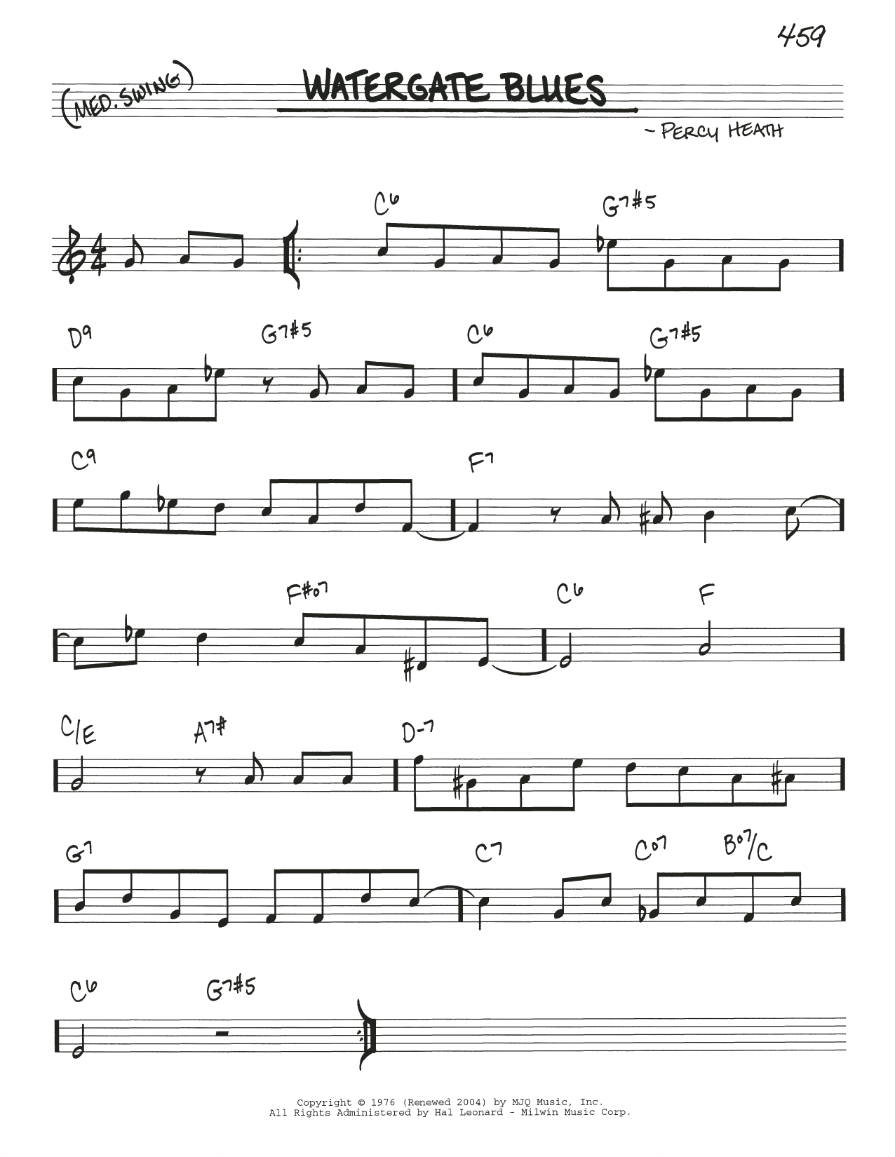 Percy Heath The Watergate Blues Sheet Music Notes & Chords for Real Book – Melody & Chords - Download or Print PDF