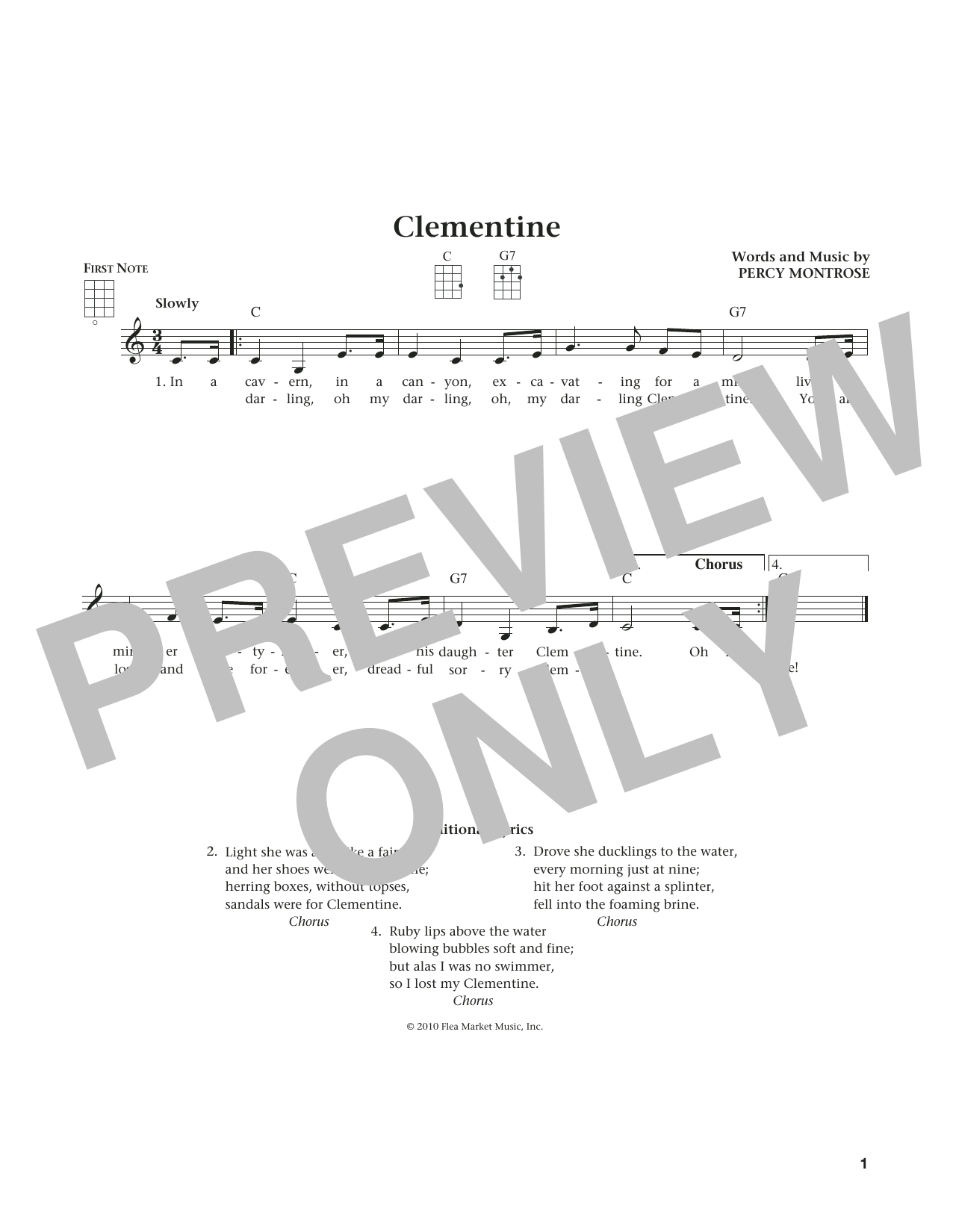 Percy Montrose (Oh, My Darling) Clementine (from The Daily Ukulele) (arr. Liz and Jim Beloff) Sheet Music Notes & Chords for Ukulele - Download or Print PDF