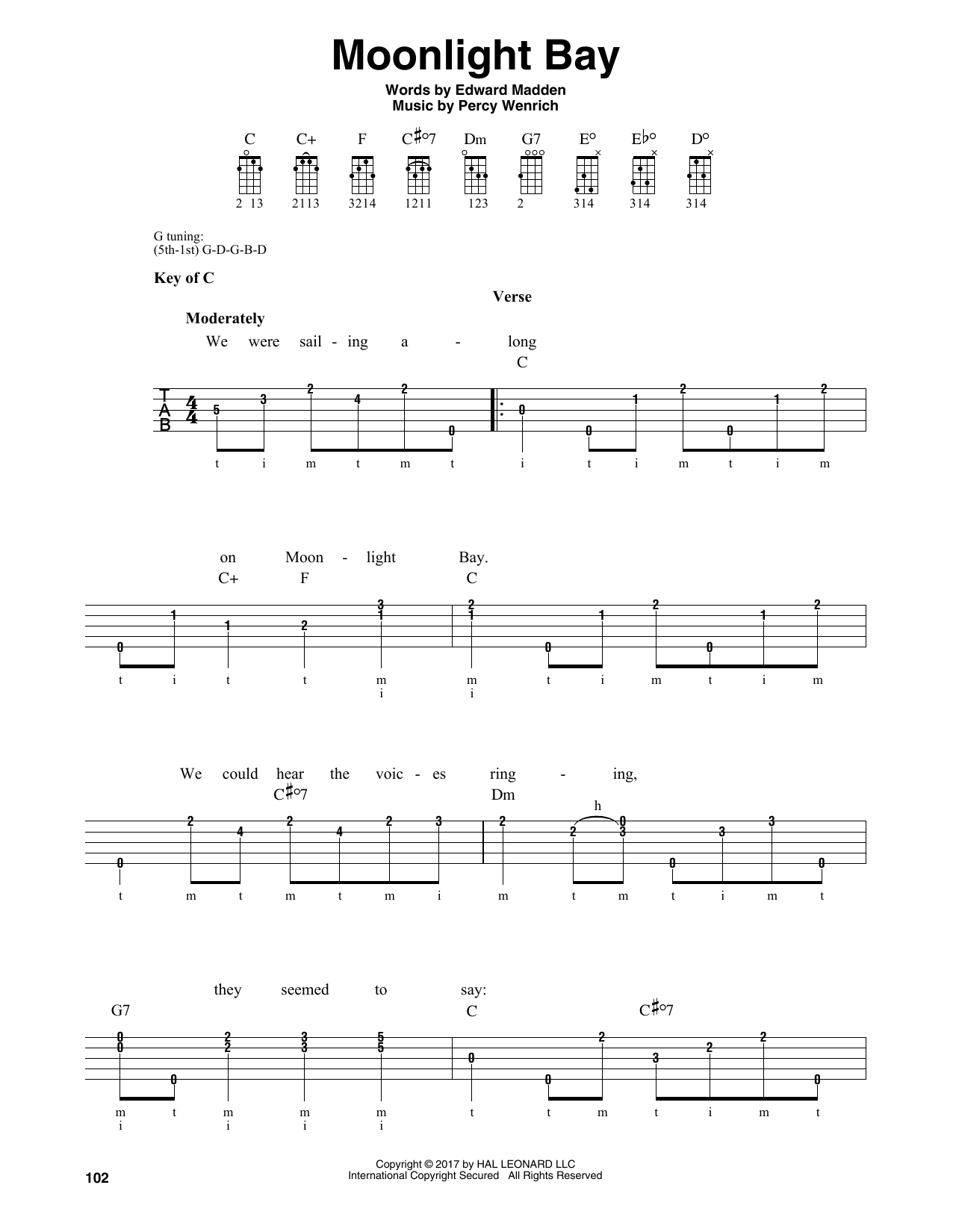 Percy Wenrich Moonlight Bay Sheet Music Notes & Chords for Banjo - Download or Print PDF