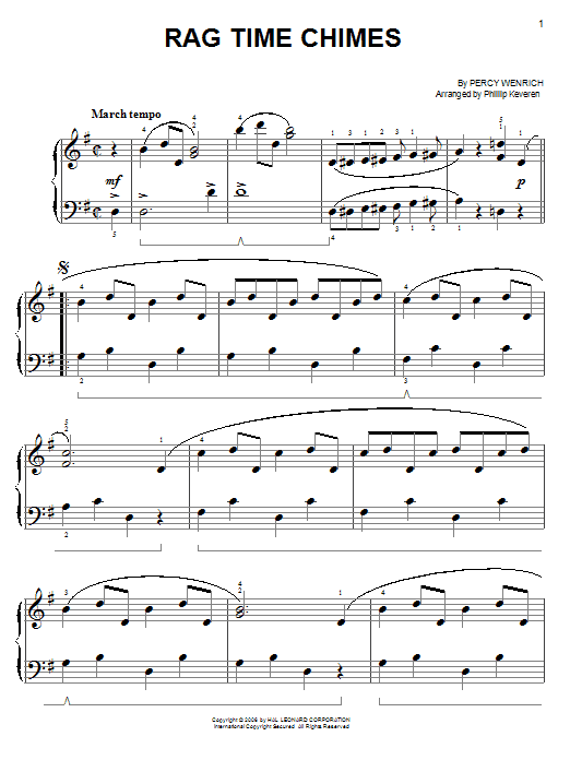 Percy Wenrich Rag Time Chimes Sheet Music Notes & Chords for Easy Piano - Download or Print PDF