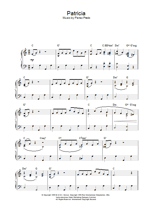 Perez Prado Patricia Sheet Music Notes & Chords for Piano - Download or Print PDF