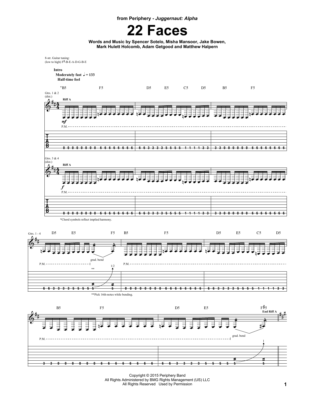 Periphery 22 Faces Sheet Music Notes & Chords for Guitar Tab - Download or Print PDF
