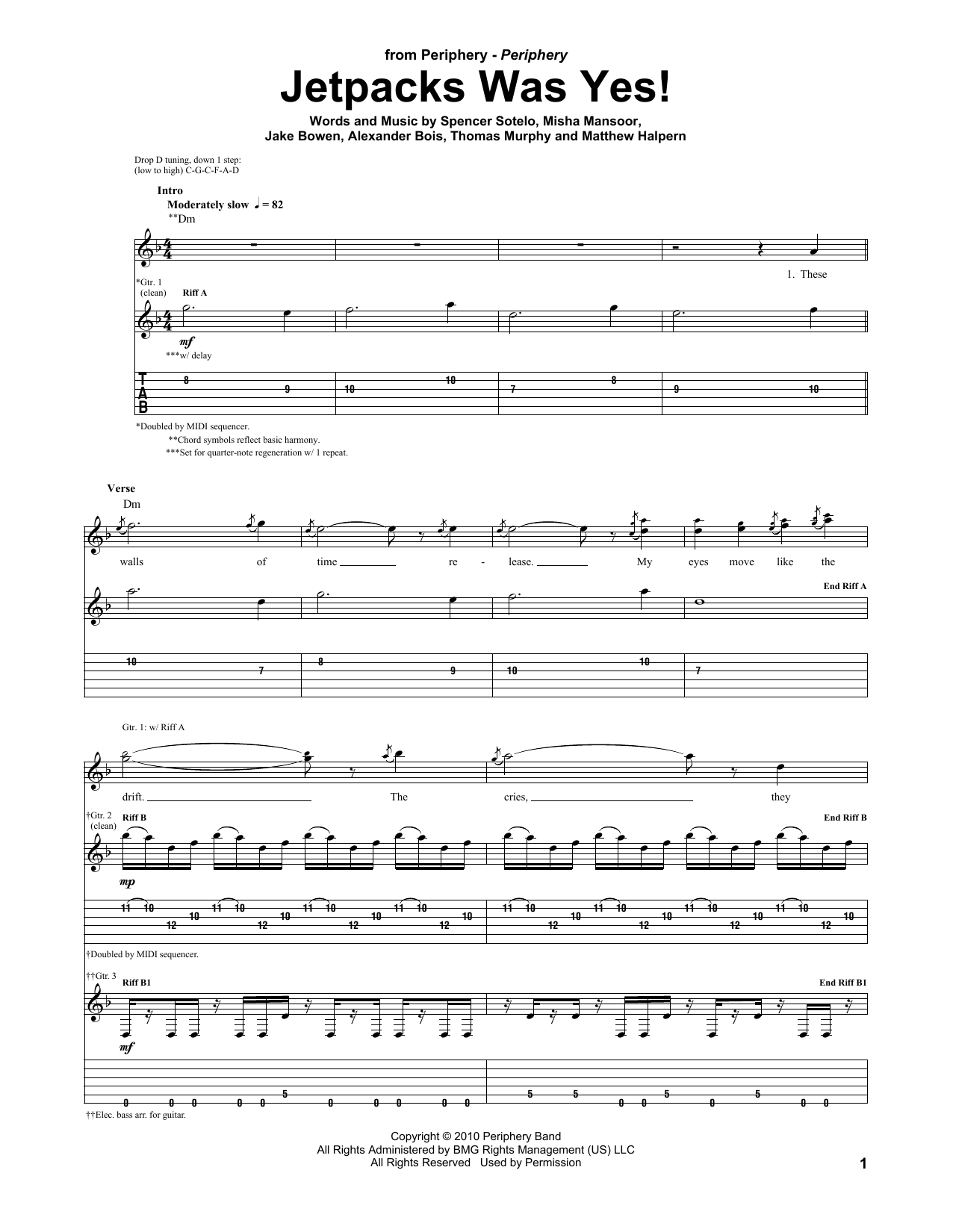 Periphery Jetpacks Was Yes! Sheet Music Notes & Chords for Guitar Tab - Download or Print PDF