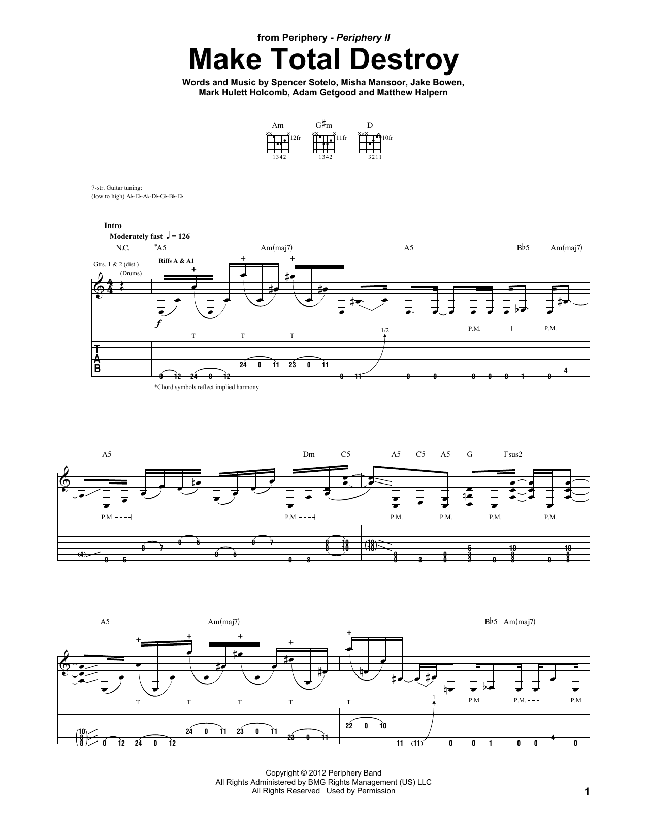 Periphery Make Total Destroy Sheet Music Notes & Chords for Guitar Tab - Download or Print PDF