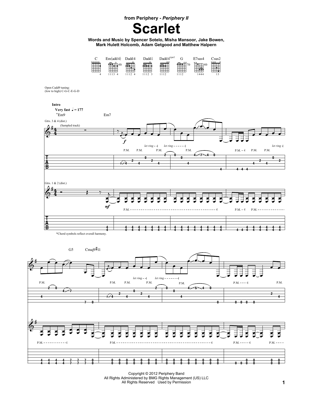 Periphery Scarlet Sheet Music Notes & Chords for Guitar Tab - Download or Print PDF