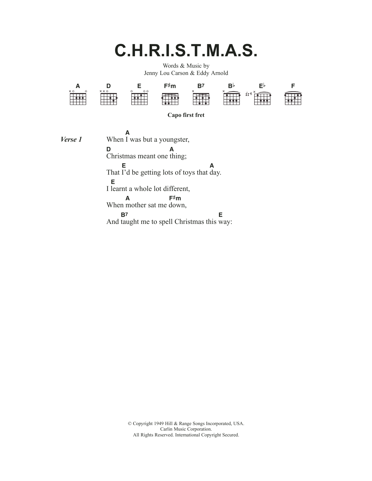 Perry Como C-H-R-I-S-T-M-A-S Sheet Music Notes & Chords for Lyrics & Chords - Download or Print PDF