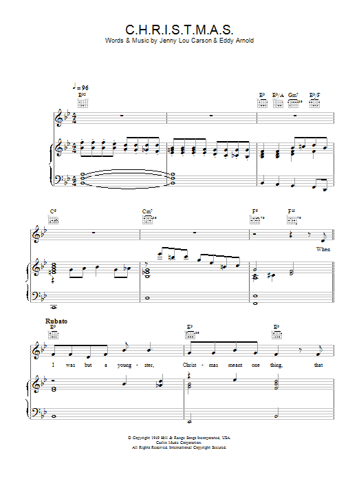 Perry Como C.H.R.I.S.T.M.A.S. Sheet Music Notes & Chords for Lyrics Only - Download or Print PDF