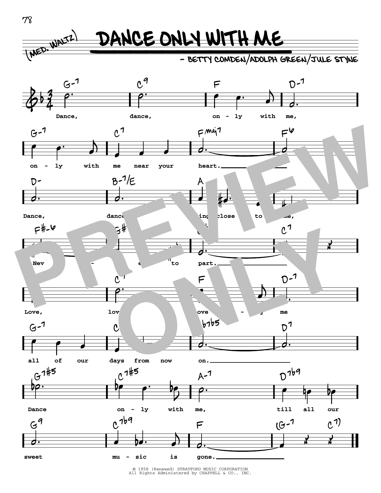 Perry Como Dance Only With Me (High Voice) Sheet Music Notes & Chords for Real Book – Melody, Lyrics & Chords - Download or Print PDF