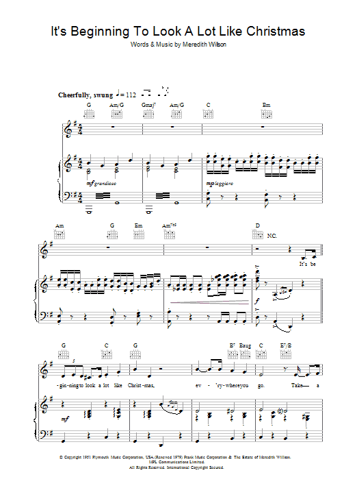 Perry Como It's Beginning To Look A Lot Like Christmas Sheet Music Notes & Chords for Ukulele with strumming patterns - Download or Print PDF