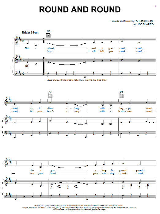 Perry Como Round And Round Sheet Music Notes & Chords for Piano, Vocal & Guitar (Right-Hand Melody) - Download or Print PDF