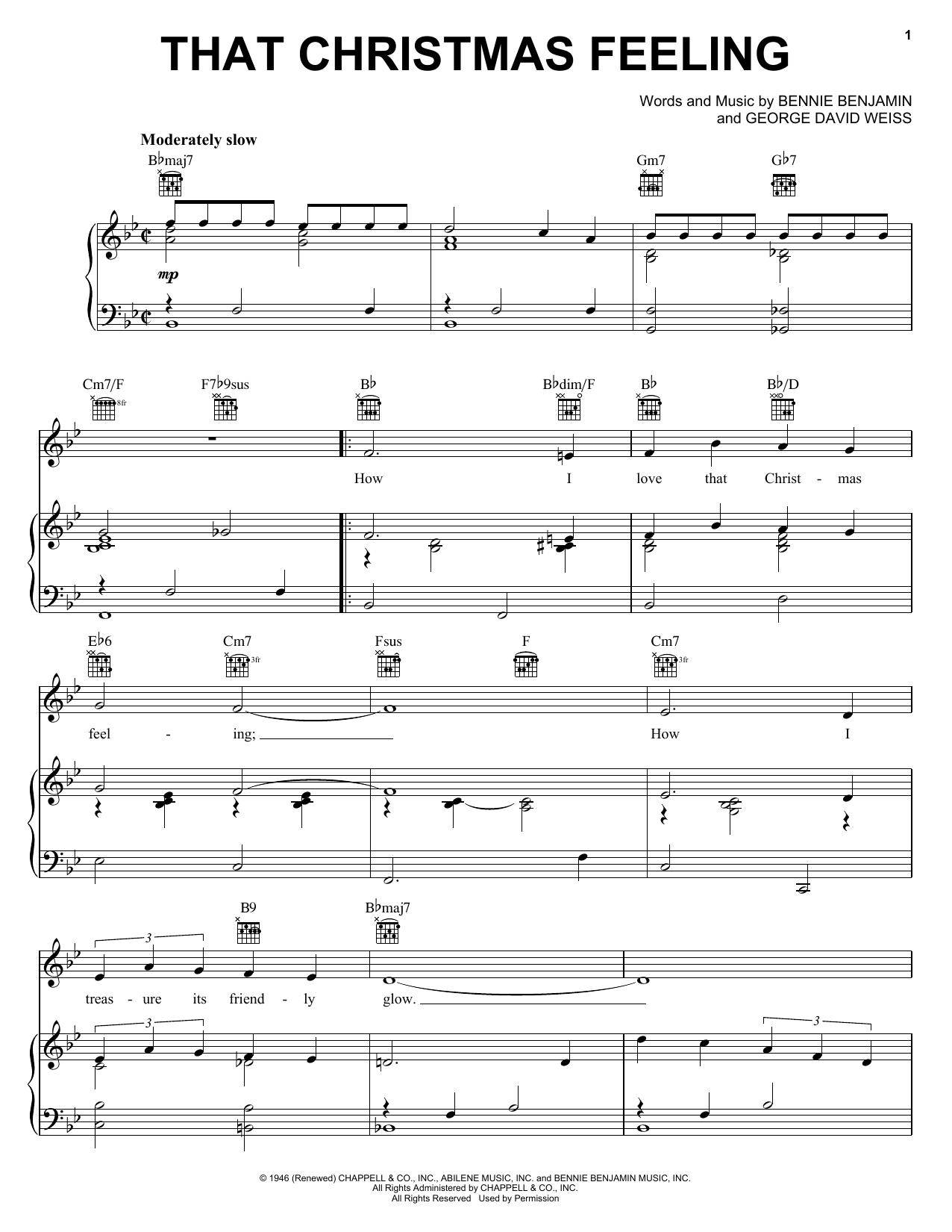 Bennie Benjamin That Christmas Feeling Sheet Music Notes & Chords for Real Book – Melody, Lyrics & Chords - Download or Print PDF