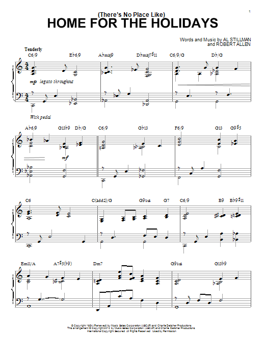 Perry Como (There's No Place Like) Home For The Holidays [Jazz Version] (arr. Brent Edstrom) Sheet Music Notes & Chords for Piano & Vocal - Download or Print PDF