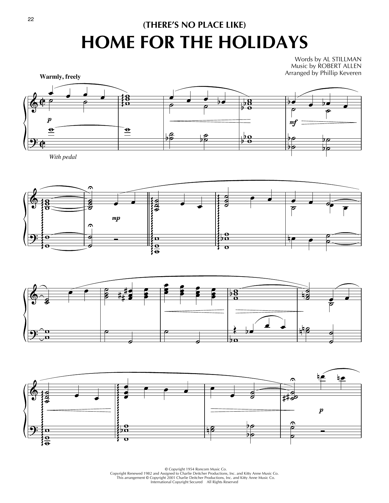 Perry Como (There's No Place Like) Home For The Holidays [Jazz version] (arr. Phillip Keveren) Sheet Music Notes & Chords for Piano Solo - Download or Print PDF