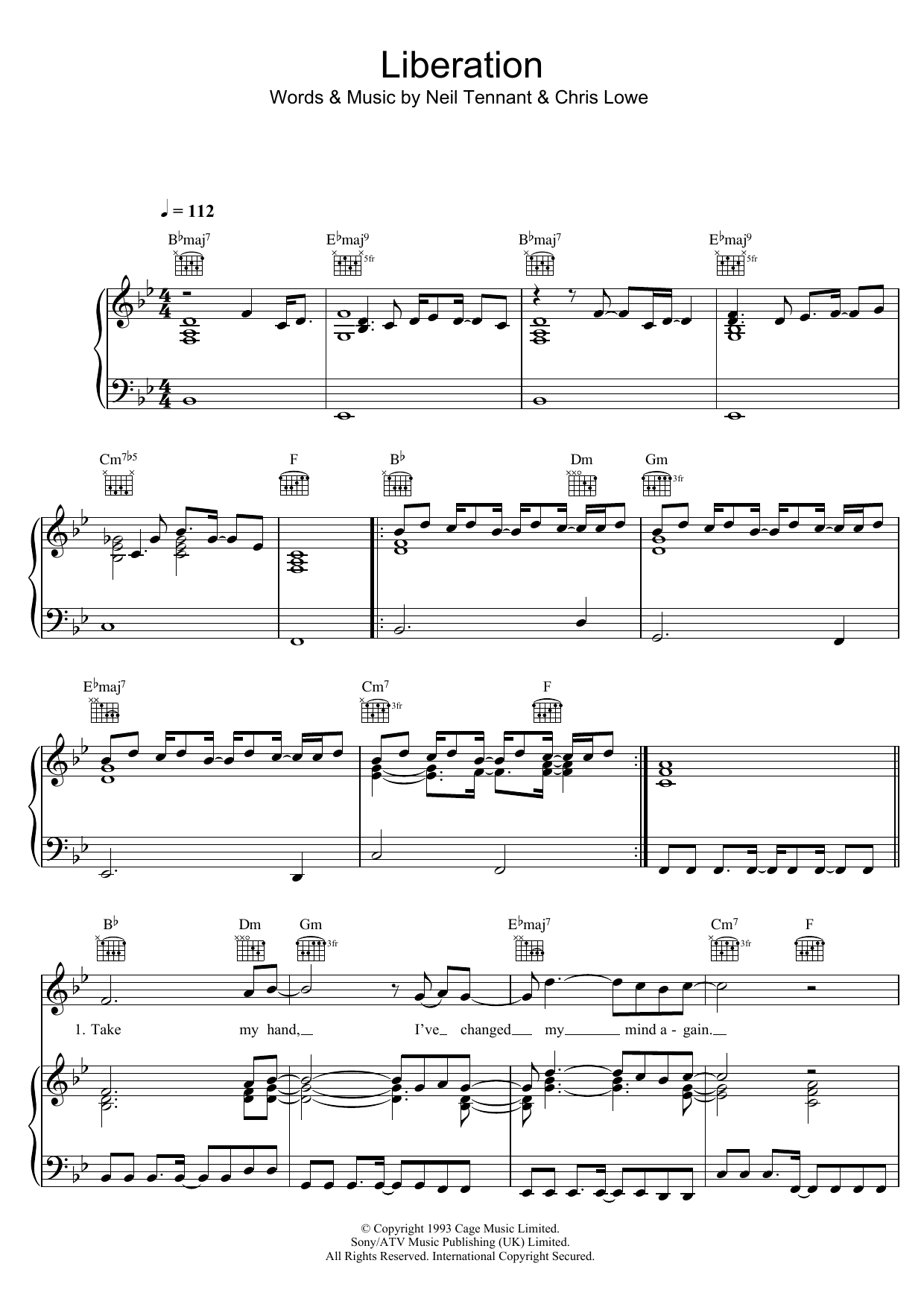 Pet Shop Boys Liberation Sheet Music Notes & Chords for Piano, Vocal & Guitar (Right-Hand Melody) - Download or Print PDF