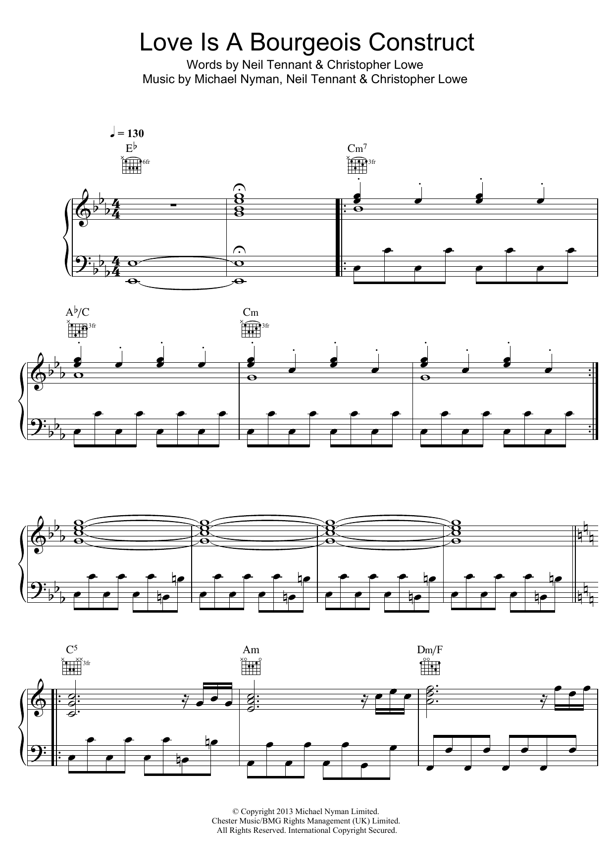 Pet Shop Boys Love Is A Bourgeois Construct Sheet Music Notes & Chords for Piano, Vocal & Guitar (Right-Hand Melody) - Download or Print PDF Pet Shop Boys Love Is A Bourgeois Construct Sheet Music Notes & Chords for Piano, Vocal & Guitar (Right-Hand Melody) - Download or Print PDF