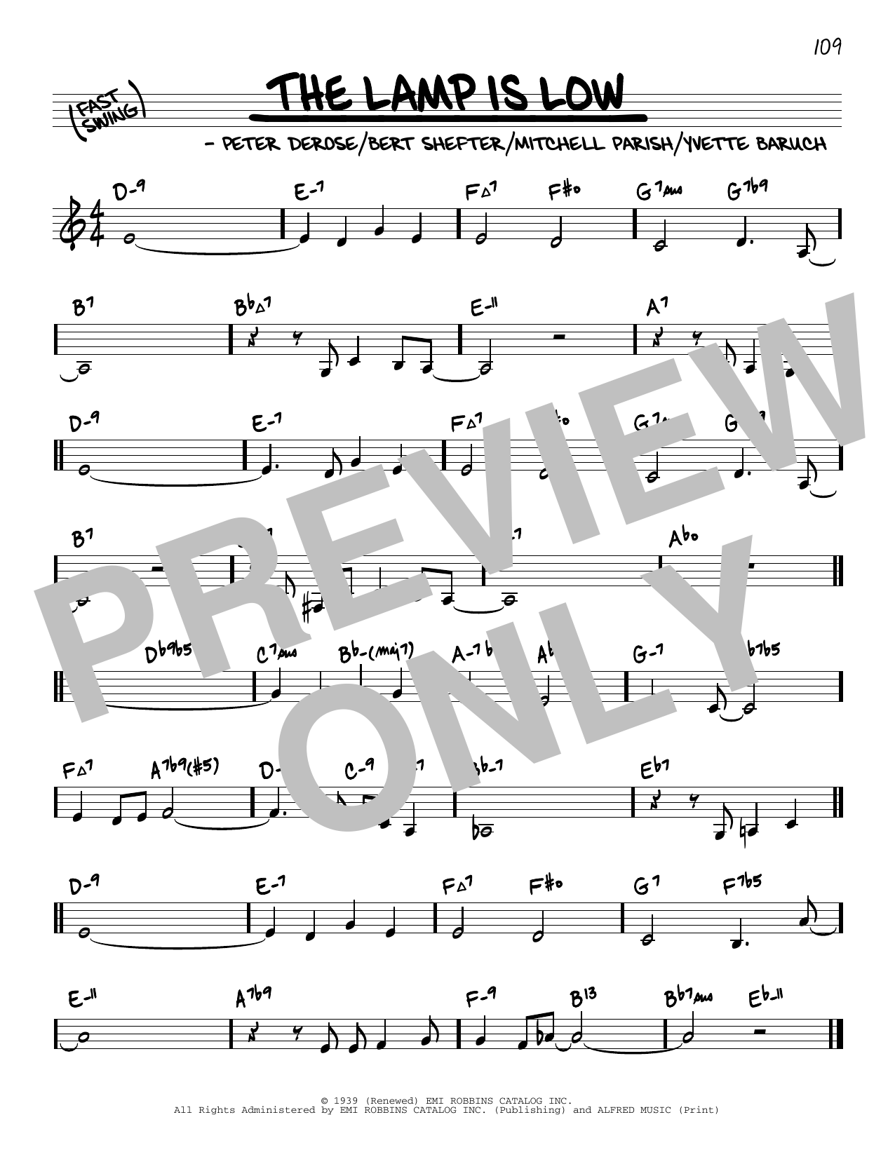 Pete DeRose The Lamp Is Low (arr. David Hazeltine) Sheet Music Notes & Chords for Real Book – Enhanced Chords - Download or Print PDF