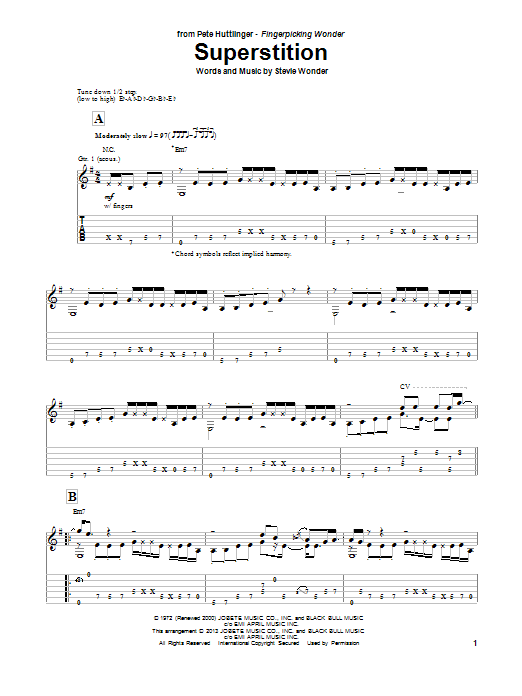 Pete Huttlinger Superstition Sheet Music Notes & Chords for Guitar Tab - Download or Print PDF
