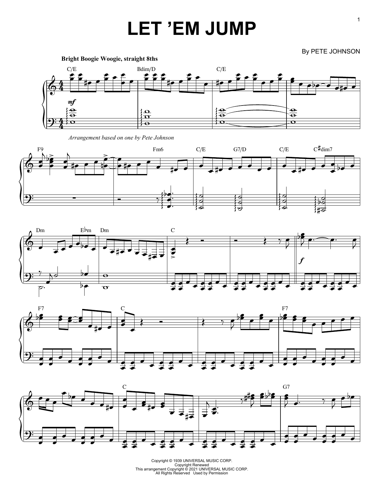 Pete Johnson Let 'Em Jump (arr. Brent Edstrom) Sheet Music Notes & Chords for Piano Solo - Download or Print PDF